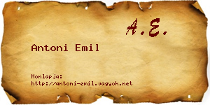 Antoni Emil névjegykártya